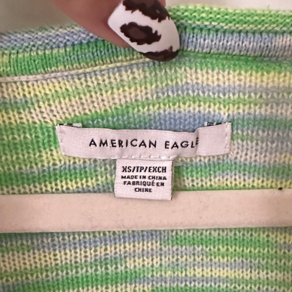 AMERICAN EAGLE OUTFITTERS | Y2K Green & Yellow Blouse with Bell Long Sleeves - Picture 3 of 15